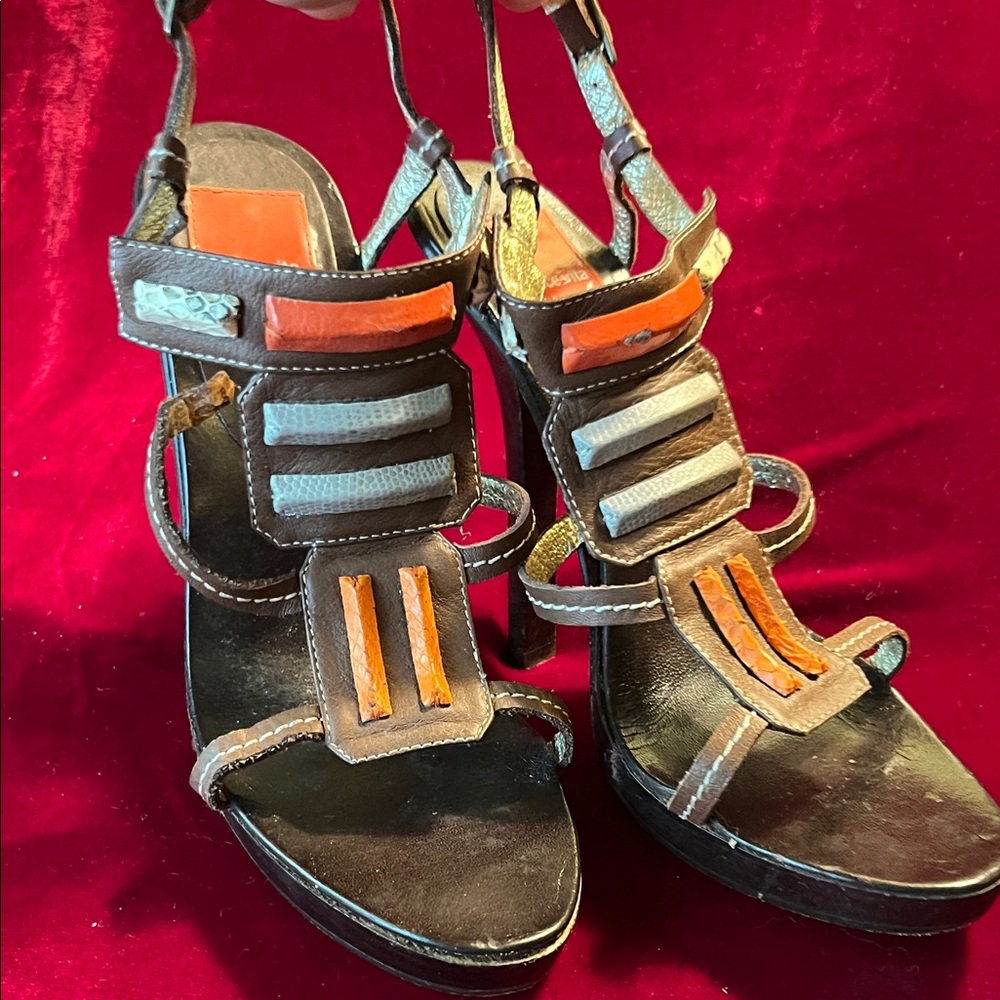 Dolce Vita Brown and Orange Strappy Heels